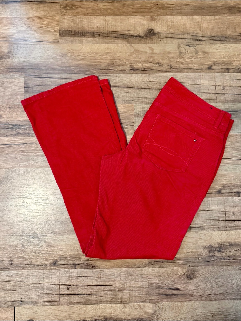 Tommy Hilfiger Women's Red Straight-Leg Corduroy Jeans
